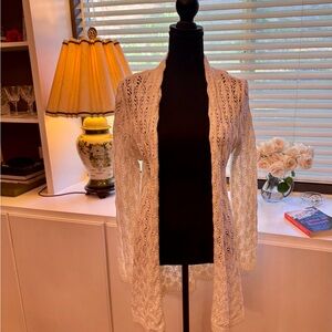 Leo & Nicole Cream Open-Front Cardigan